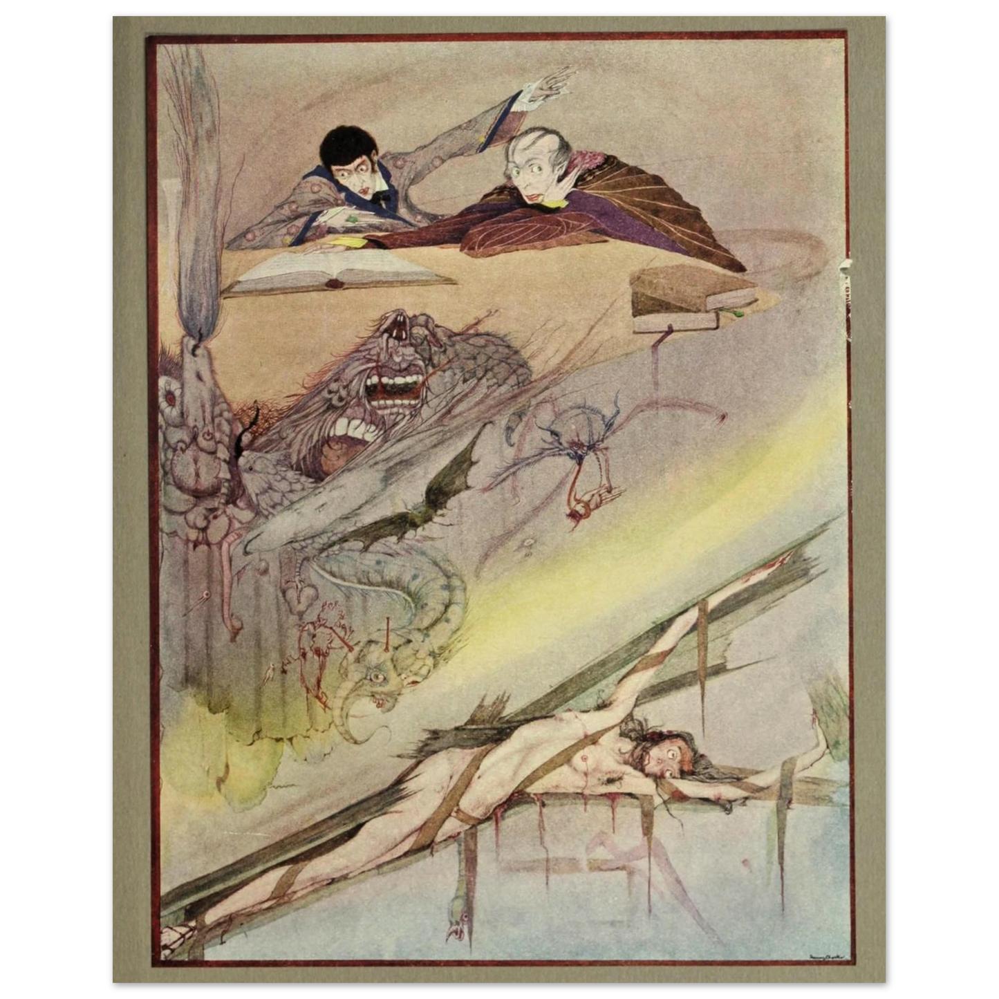 Harry Clarke Art Print – Poe’s Tales of Mystery (1923) – “Rending of Coffin” | Museum-Quality Framed Reproduction – Irish wall art print | Buy Irish Art