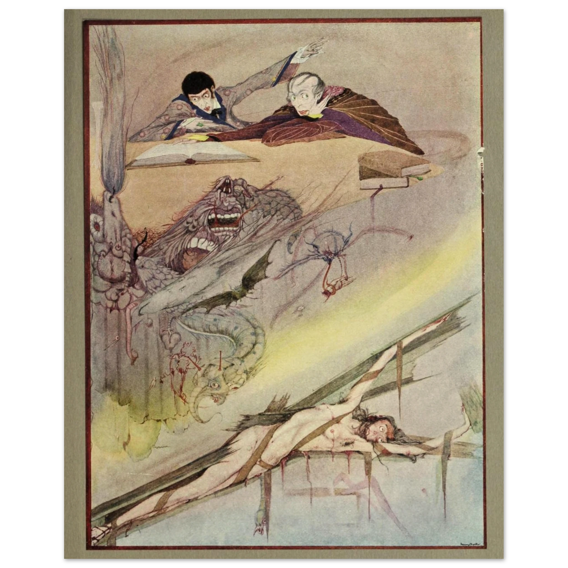 Harry Clarke Art Print – Poe’s Tales of Mystery (1923) – “Rending of Coffin” | Museum-Quality Framed Reproduction – Irish wall art print | Buy Irish Art