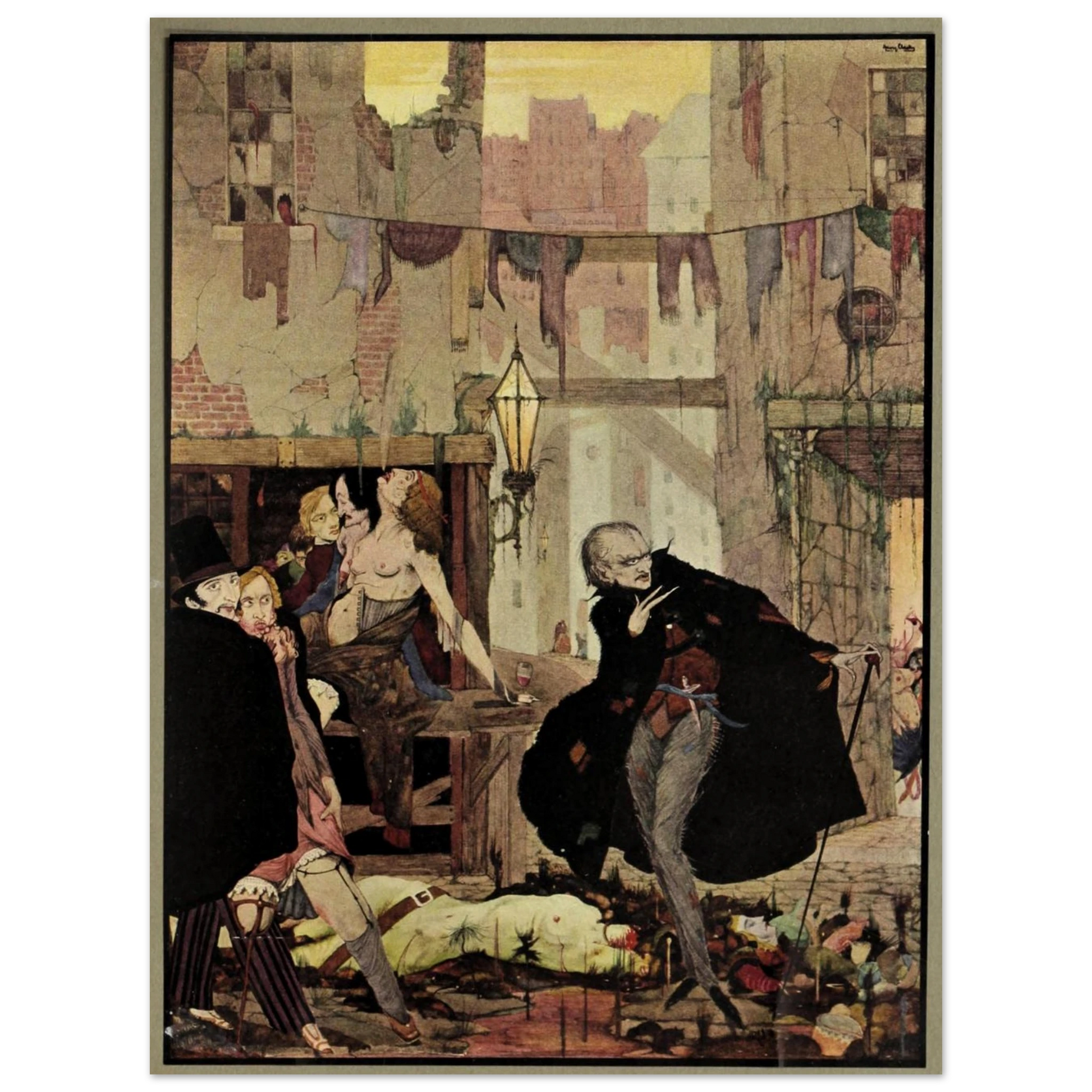 Harry Clarke Art Print – Poe’s Tales of Mystery (1923) – “Noisome Quarter” | Museum-Quality Framed Reproduction – Irish wall art print | Buy Irish Art