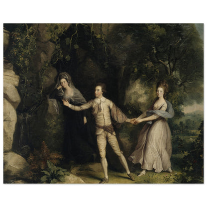 An Actor Between the Muses of Tragedy and Comedy by Thomas Hickey, a man pulled between two women in a wood