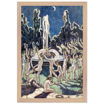 Nudes Dancing Round a Fountain by Mainie Jellett - print in a white frame