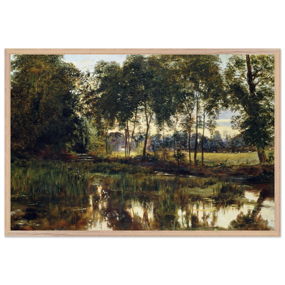 A View of Rye Water near Leixlip by William Davis, Irish landscape art print in oak wooden frame, museum-quality.