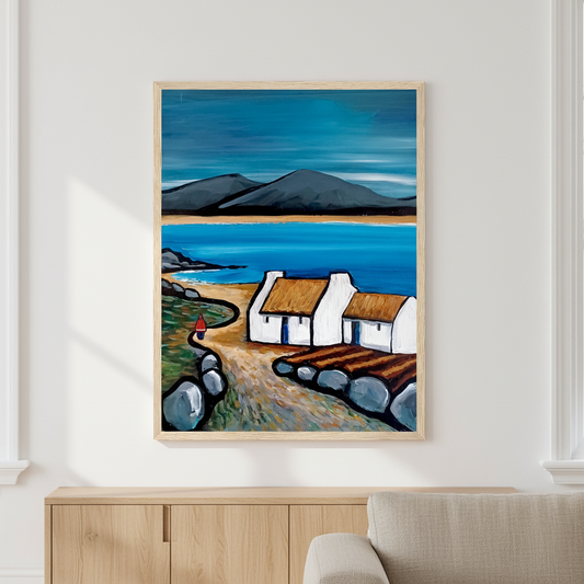 Connemara Lakes Cottage – Irish Landscape Fine Art Print by Ó Maoláin