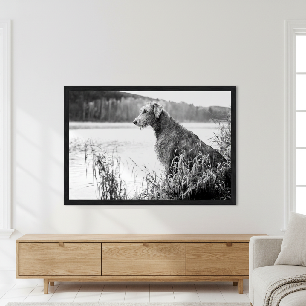 Irish Wolfhound Framed Print | Black & White Wall Art | Irish Heritage Gift