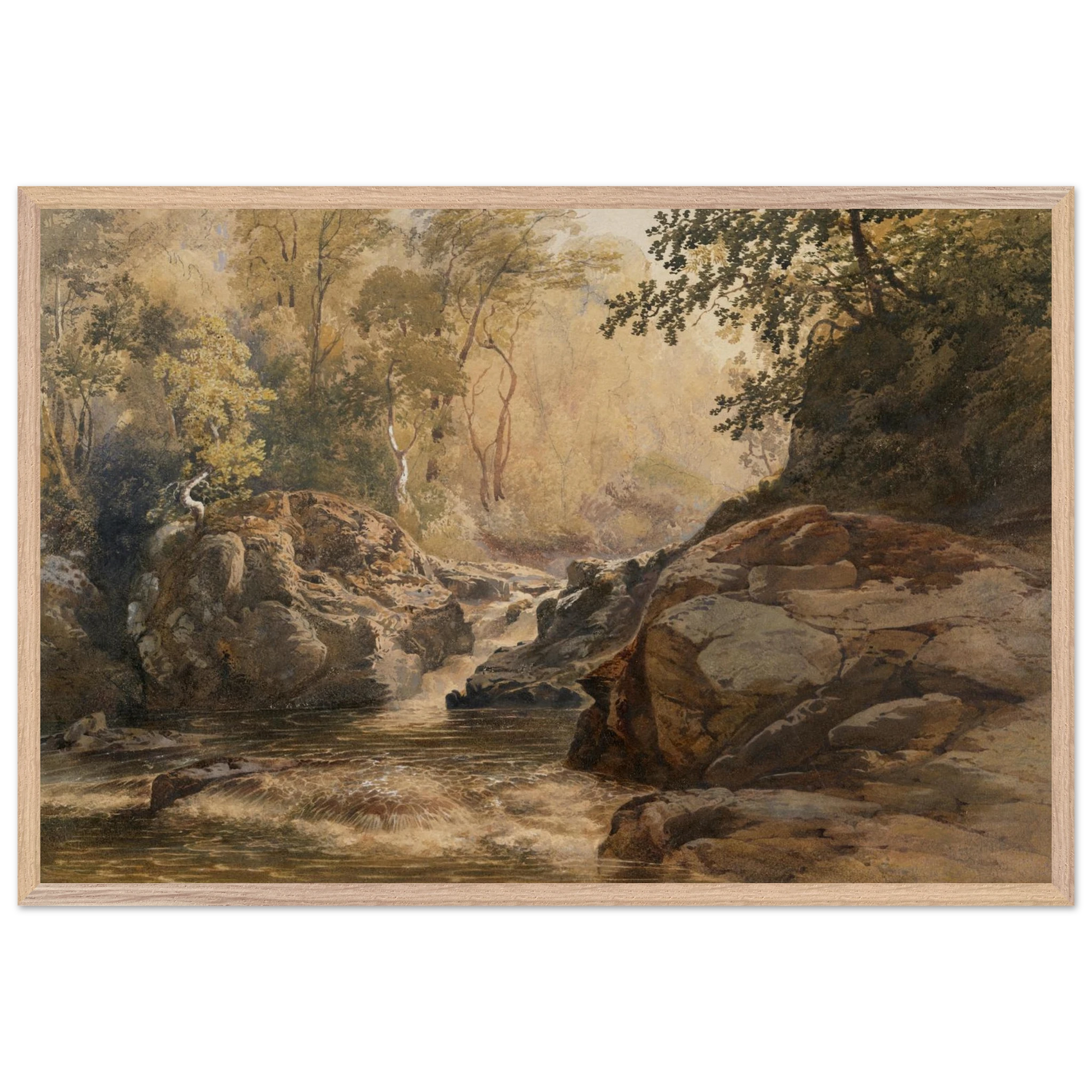 Large wooden framed reproduction of A Glen by Irish Artist Henry Newton, National Gallery of Ireland