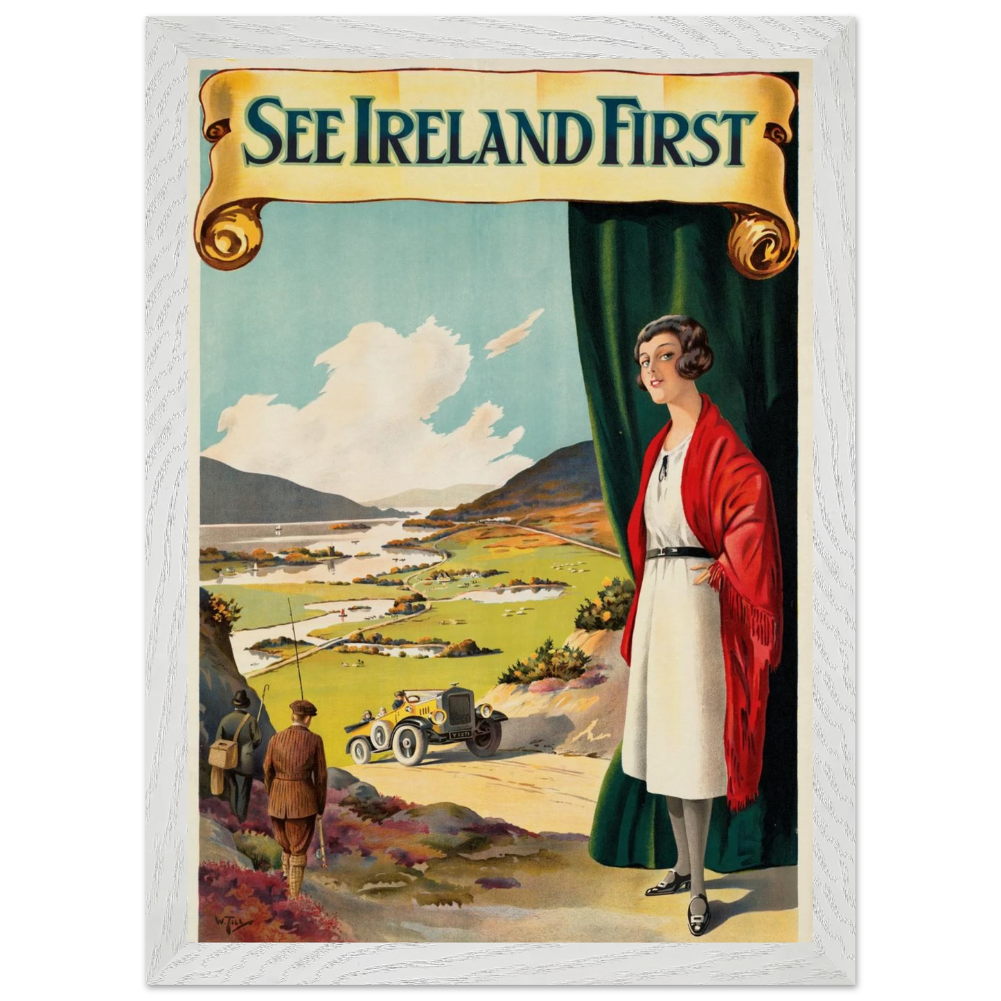 See Ireland First Irish tourism poster by Walter Till framed in white wood – archival quality print