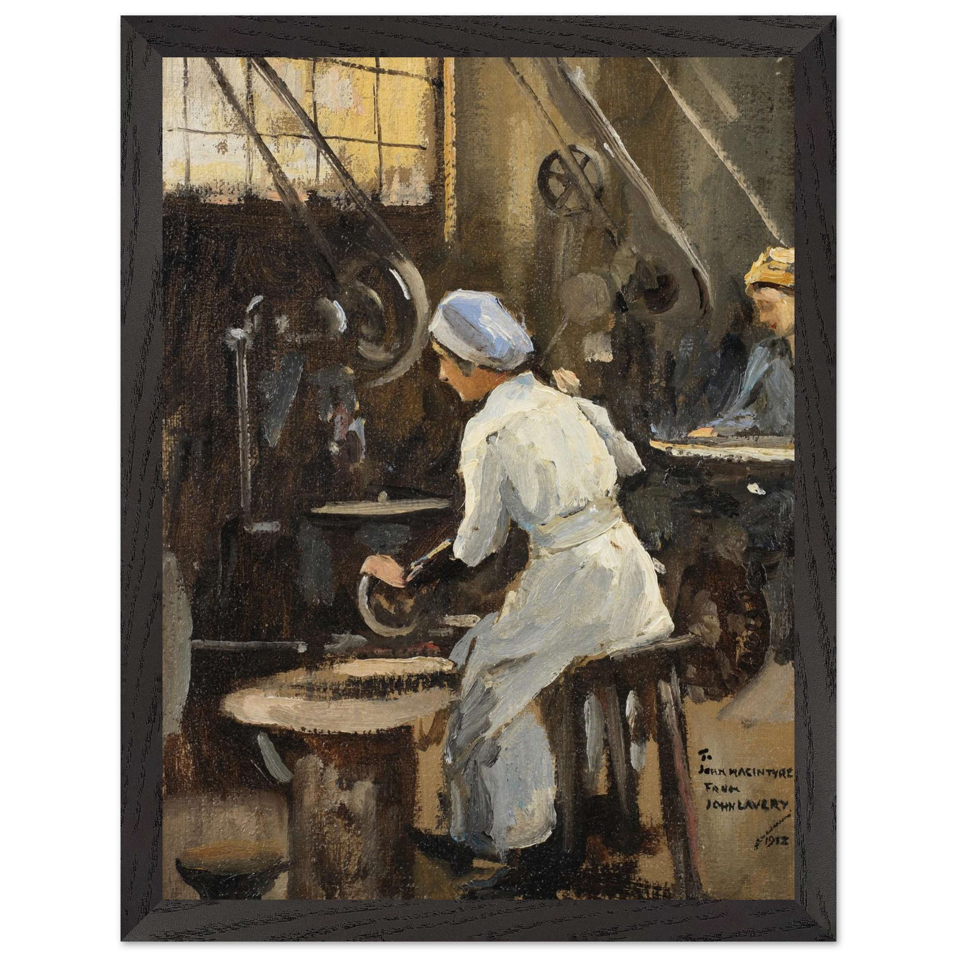 The Disc Maker 1920 by Sir John Lavery Irish master art print in black frame 60x80 cm Collector’s Edition
