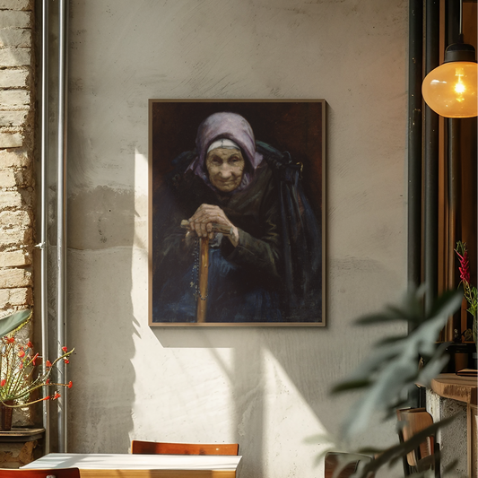 The Fisherman’s Mother by Helen Mabel Trevor, Irish genre painting art print depicting rural domestic life