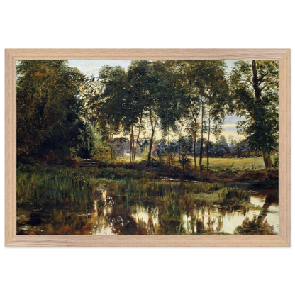 A View of Rye Water near Leixlip by William Davis, Irish landscape art print in oak wooden frame, museum-quality.