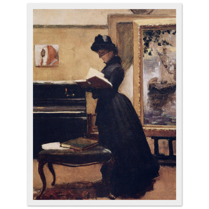 A Visit to the Studio by Sir John Lavery art print in a white wooden frame