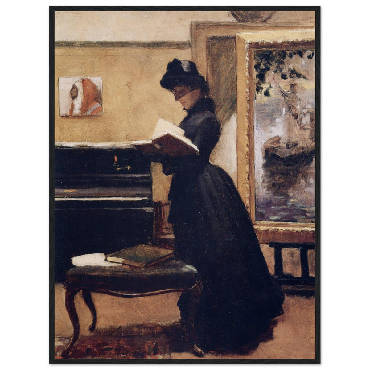 A Visit to the Studio by Sir John Lavery framed print in a black frame