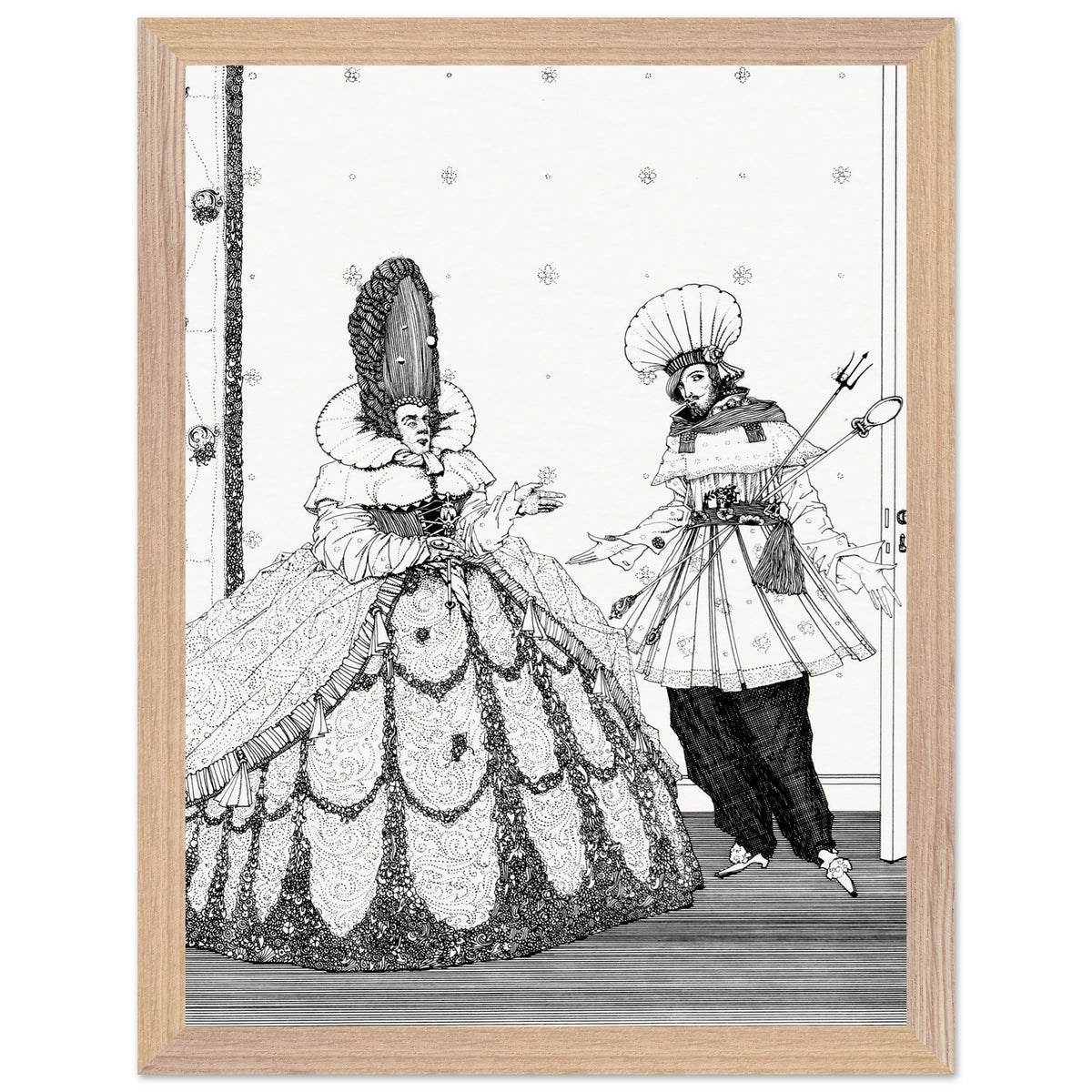 Sleeping Beauty by Harry Clarke in a natural oak frame