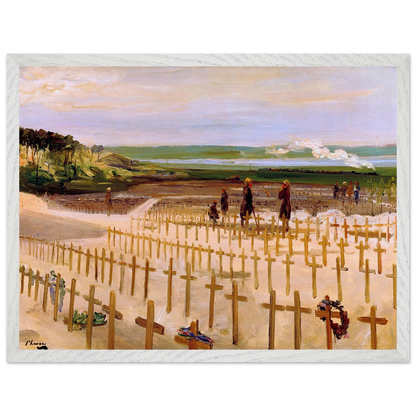The Cemetery, Étaples (1919) by Sir John Lavery, art print in a white frame, 45x60 cm