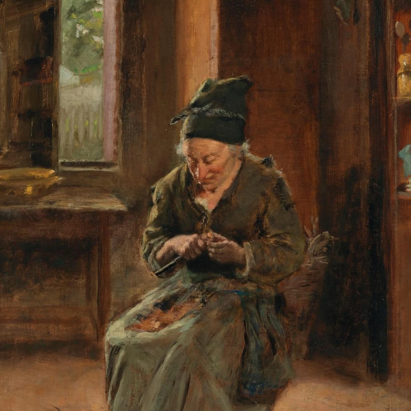 An Interior of a Breton Cottage (1892) by Irish artist Helen Mabel Trevor fine art print