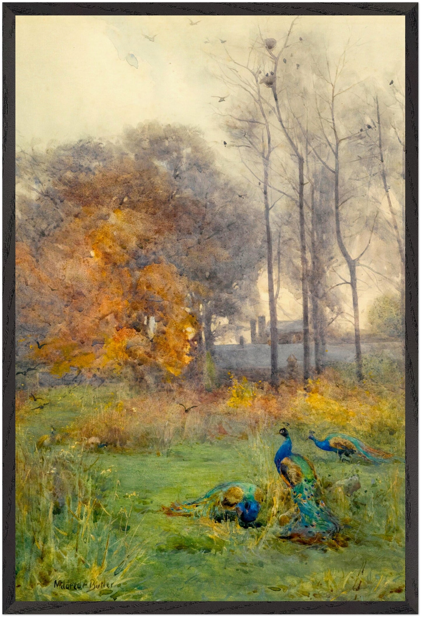 Autumn Days (1928) by Mildred Anne Butler, large art print in a black gallery frame
