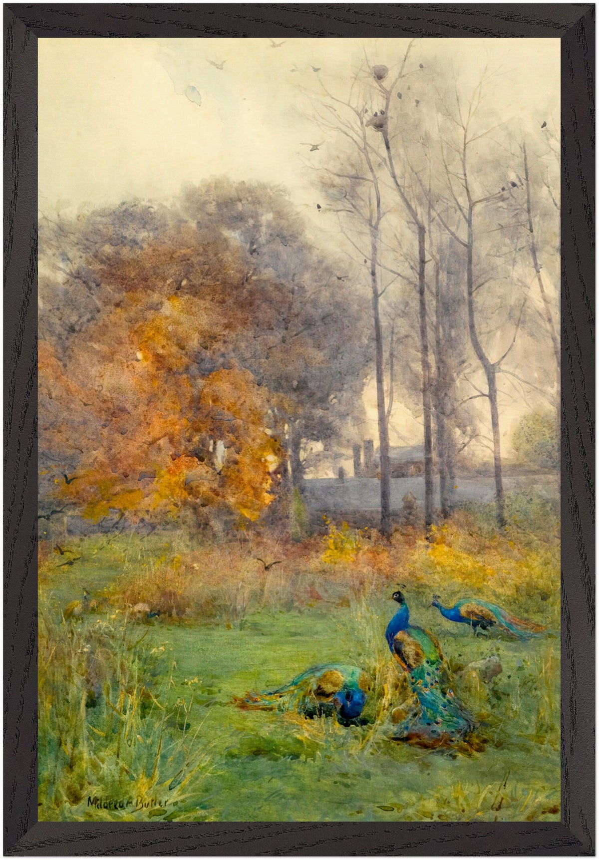 Autumn Days (1928) by Mildred Anne Butler art print in a black gallery frame
