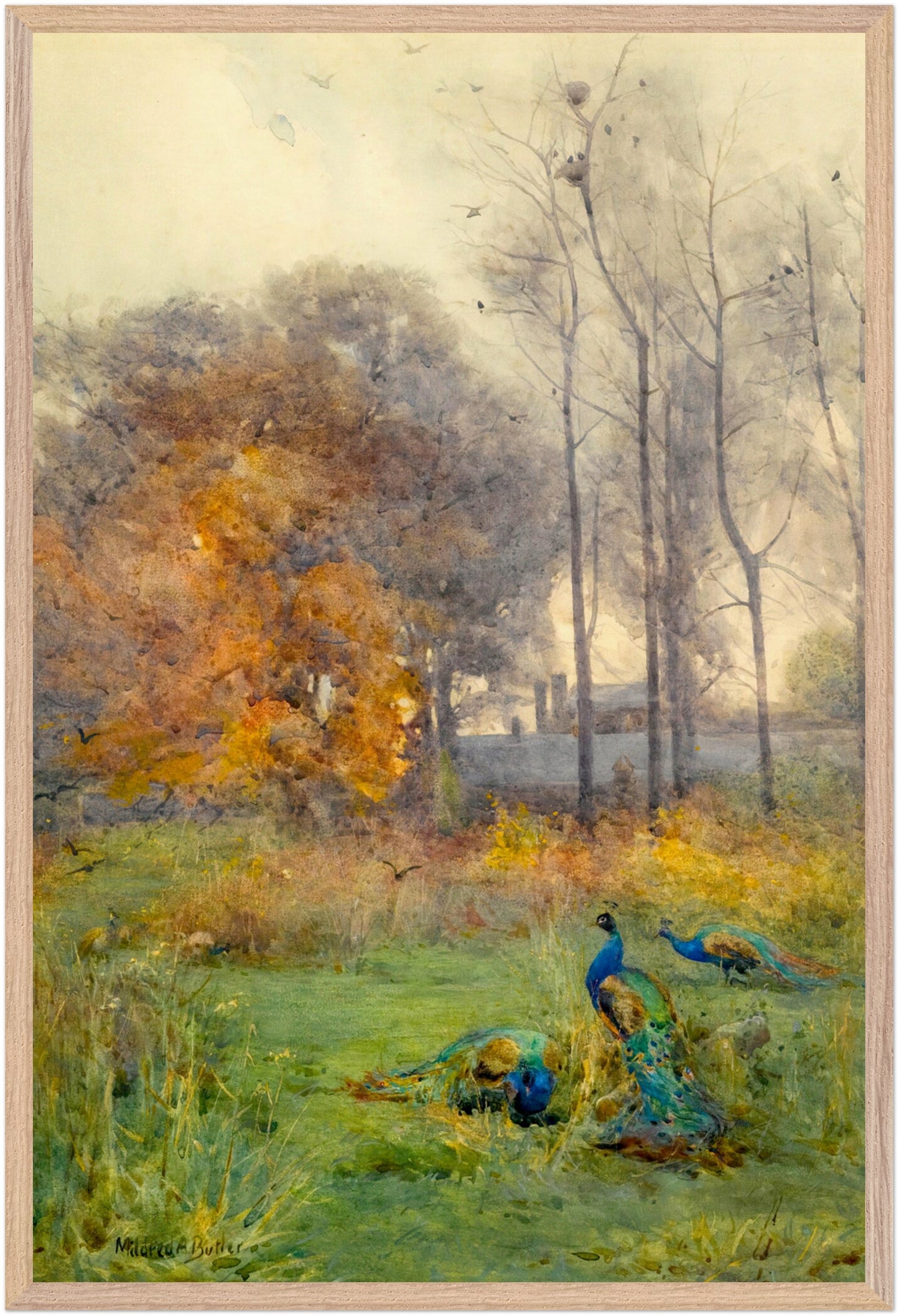 Autumn Days (1928) by Mildred Anne Butler, large art print in a natural wood gallery frame