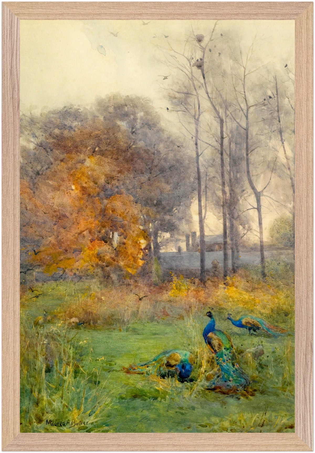 Autumn Days (1928) by Mildred Anne Butler art print in a natural wood gallery frame