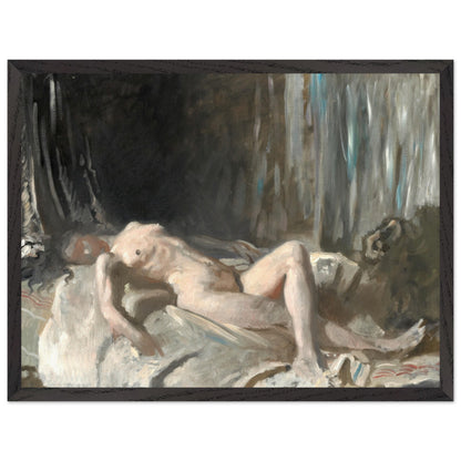 Reclining Female Figure by William Orpen in a black frame on a plain white background
