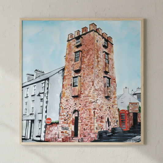 Curfew Tower, Cushendall – Ó Maoláin | Irish Art Print — in a room setting