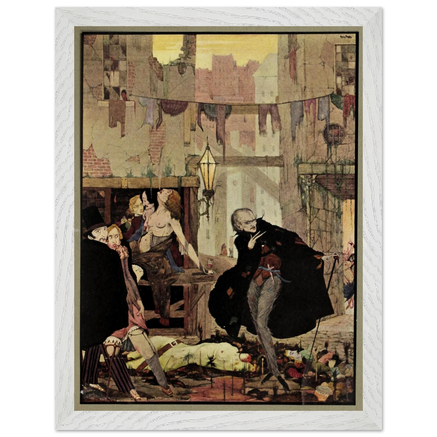 Harry Clarke Art Print – Poe’s Tales of Mystery (1923) – “Noisome Quarter” | Museum-Quality Framed Reproduction – framed print close-up | Buy Irish Art