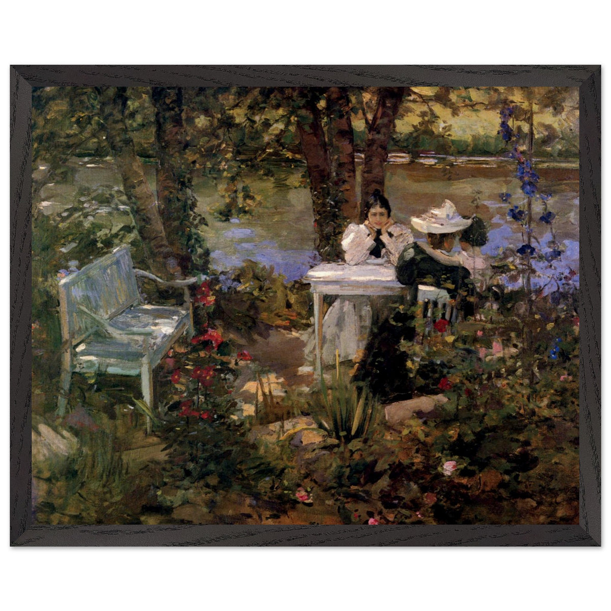 Black-framed Sir John Lavery A Garden in France print, front view