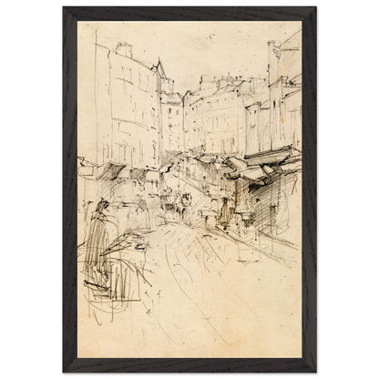 Christchurch Cathedral, Dublin by Walter Osborne in a black frame, sketch of a Dublin street scene