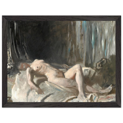 Black-framed William Orpen reclining nude painting, full front view