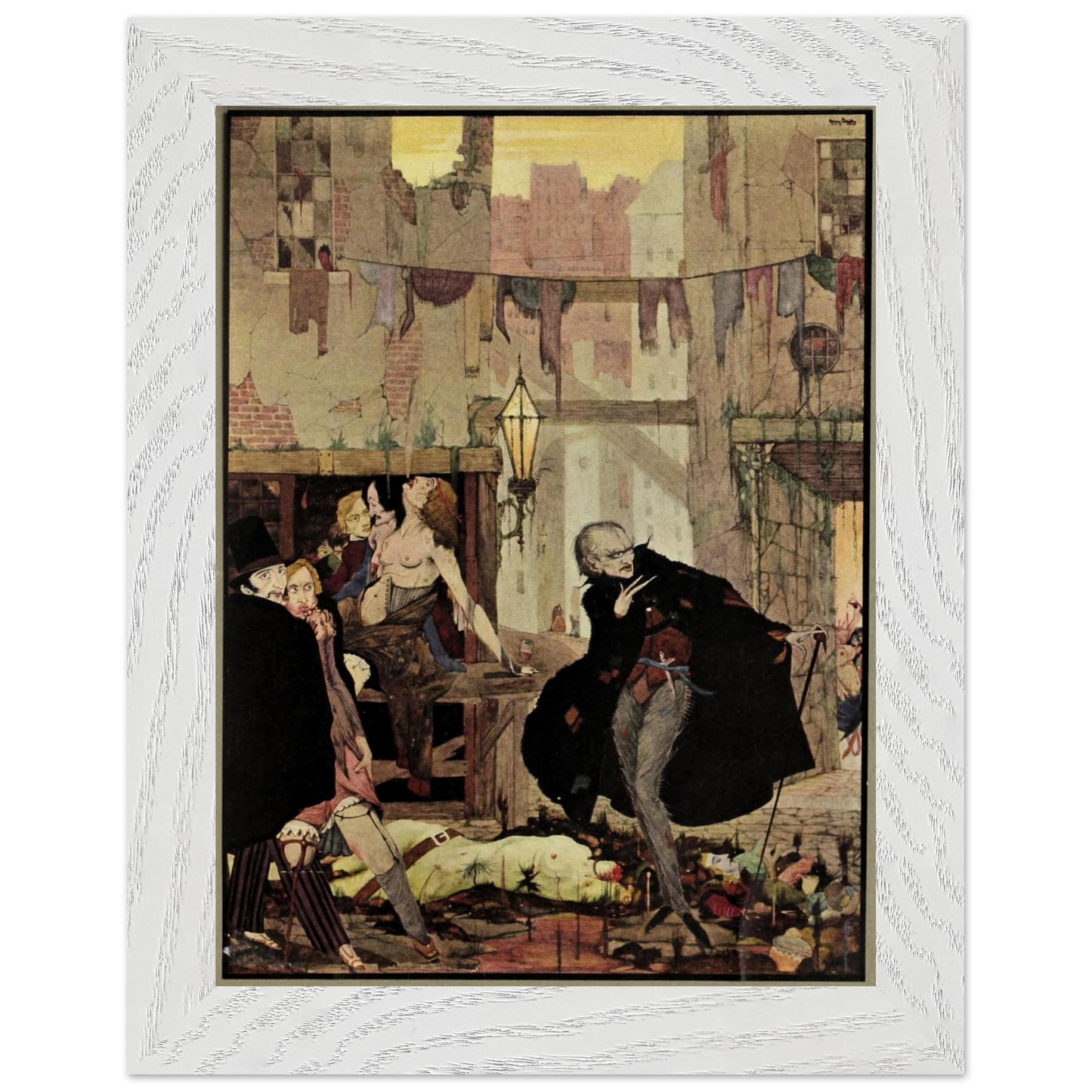 Harry Clarke Art Print – Poe’s Tales of Mystery (1923) – “Noisome Quarter” | Museum-Quality Framed Reproduction – room setting display | Buy Irish Art