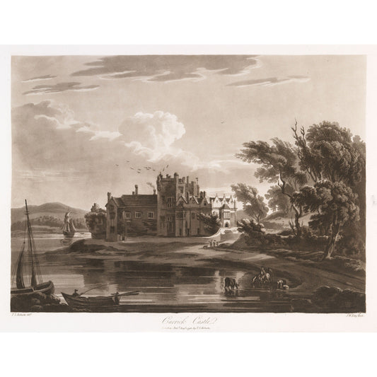 Ormond Castle at Carrick-on-Suir, 1796 aquatint by Thomas Sautelle Roberts, engraved by John William Edy