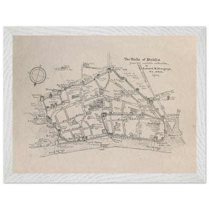 The Walls of Dublin — Antique City Map Print | Historic Irish Wall Art – view 6 | Buy Irish Art