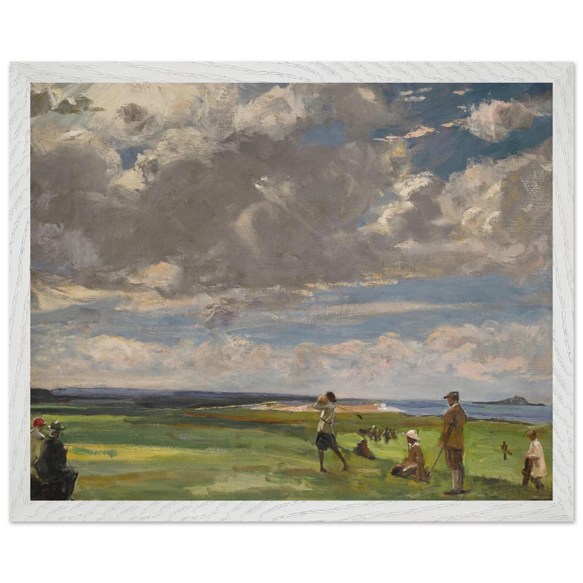 The Golf Links, North Berwick by Sir John Lavery in a white frame