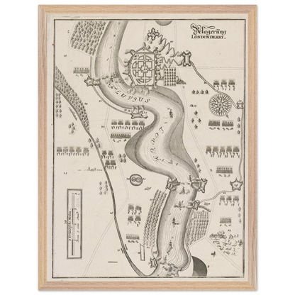 The Siege of Derry 1689 engraving shown in a natural wood frame