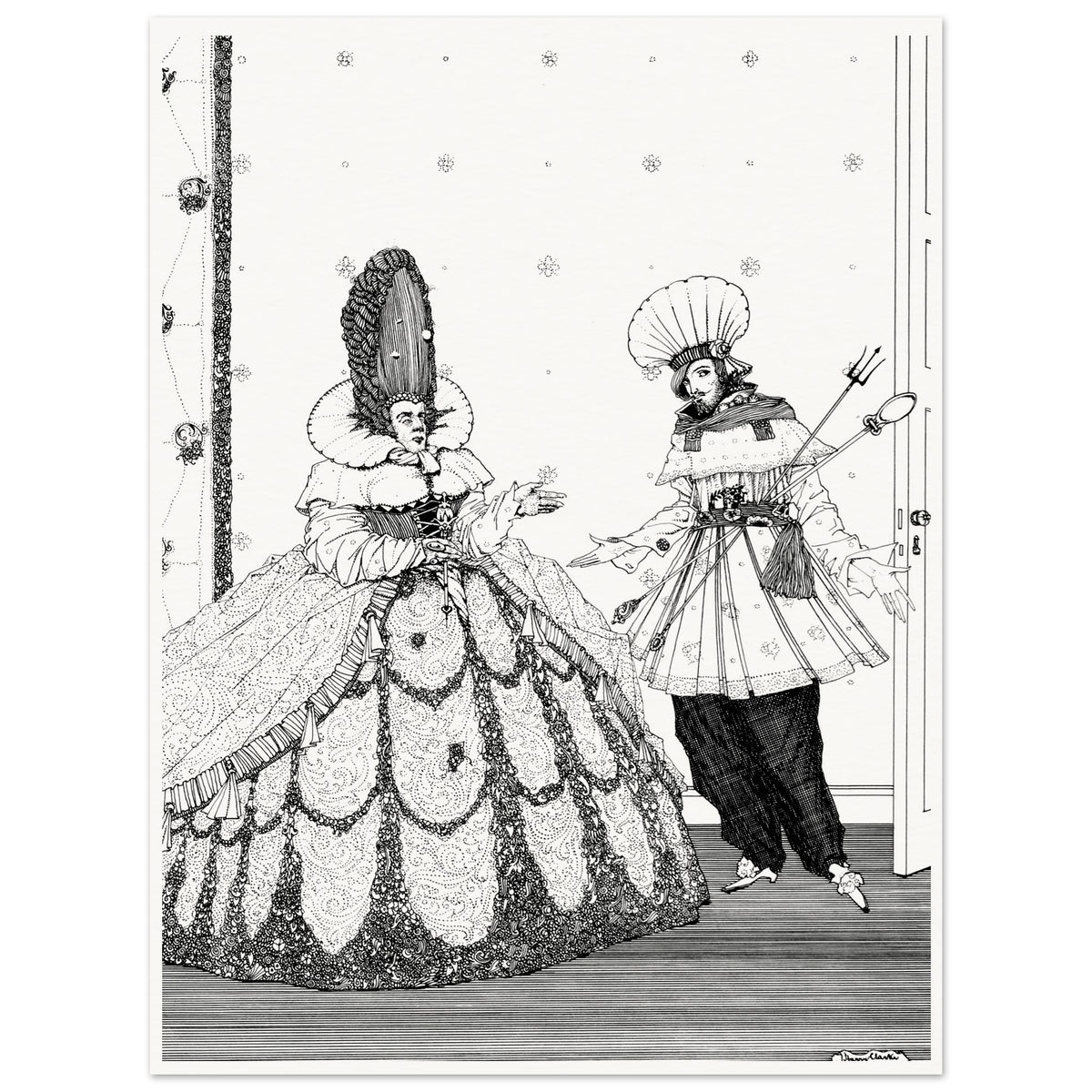 Vintage Sleeping Beauty fairy tale illustration by Harry Clarke, unframed art print