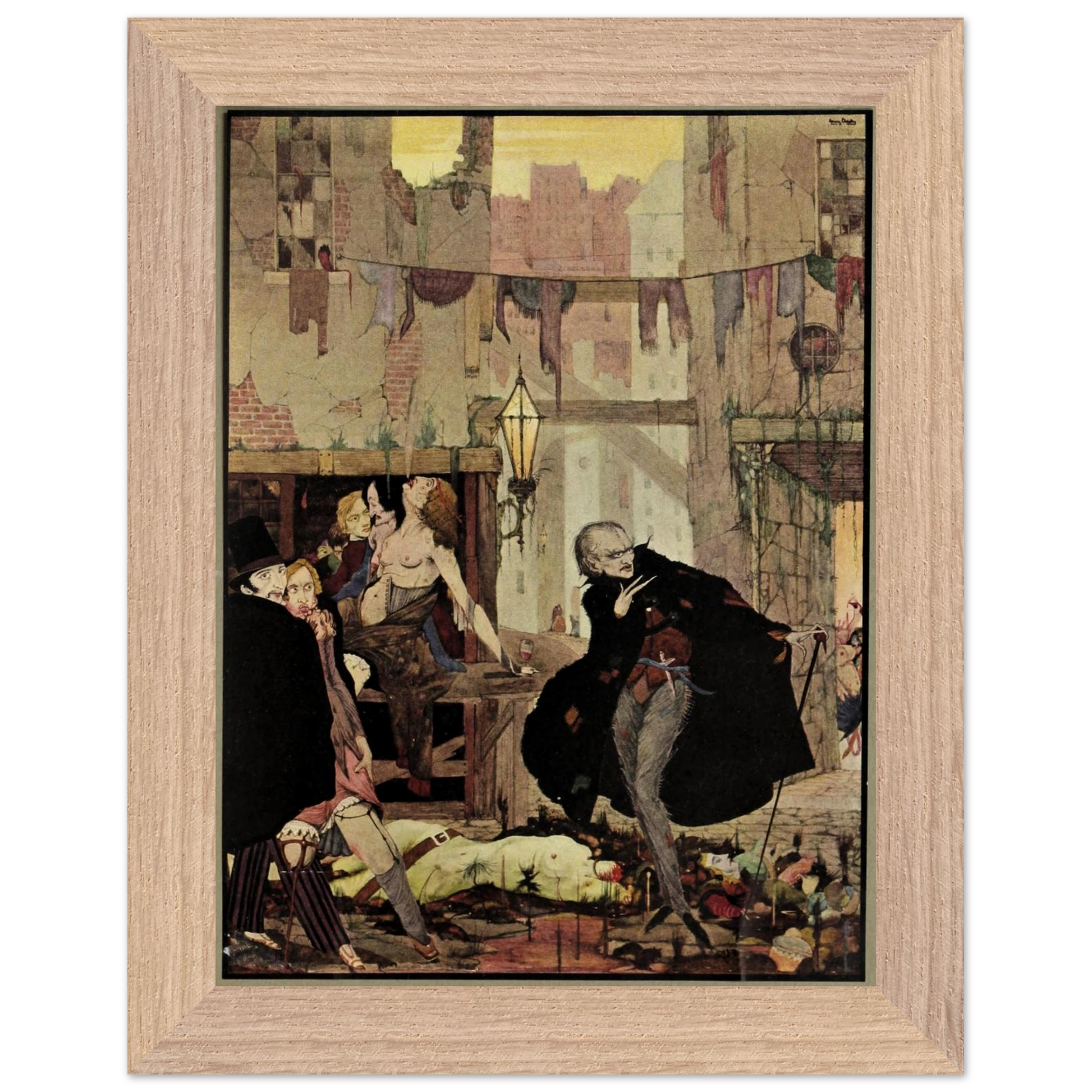 Harry Clarke Art Print – Poe’s Tales of Mystery (1923) – “Noisome Quarter” | Museum-Quality Framed Reproduction – detail view | Buy Irish Art