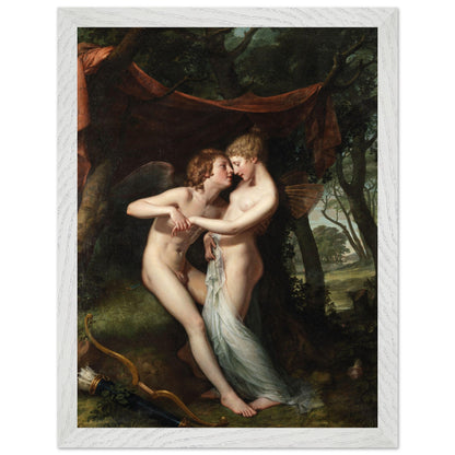 Cupid and Psyche by Hugh Douglas Hamilton in a white frame on a plain background