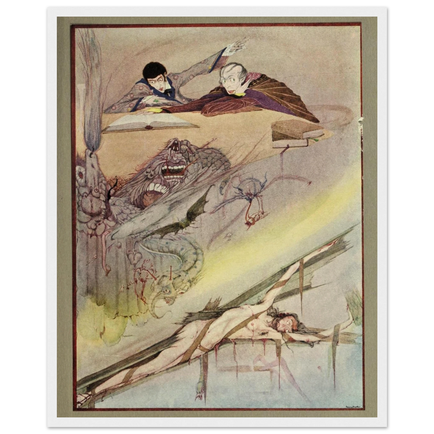 Harry Clarke Art Print – Poe’s Tales of Mystery (1923) – “Rending of Coffin” | Museum-Quality Framed Reproduction – detail view | Buy Irish Art