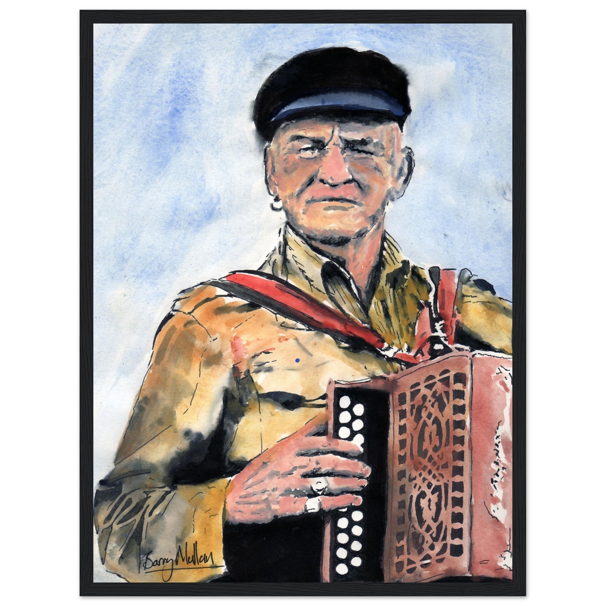 Patsy Dan Rogers Framed Art Print King of Tory Island – size comparison view | Buy Irish Art