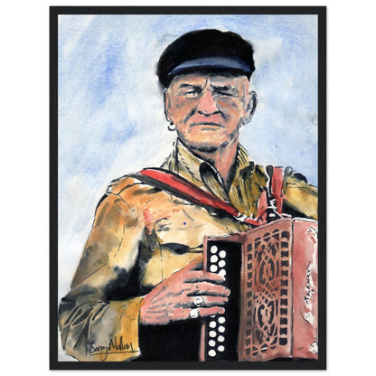 Patsy Dan Rogers Framed Art Print King of Tory Island – size comparison view | Buy Irish Art