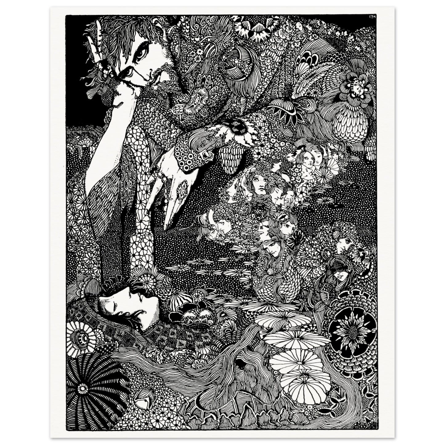 The Earth Grew Dark (1923) – Harry Clarke Gothic Art Print – room setting display | Buy Irish Art