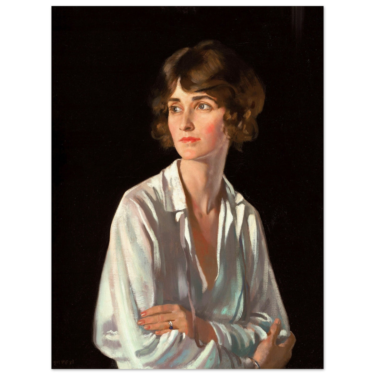 Lady Marriott by William Orpen unframed portrait print with a narrow dark margin