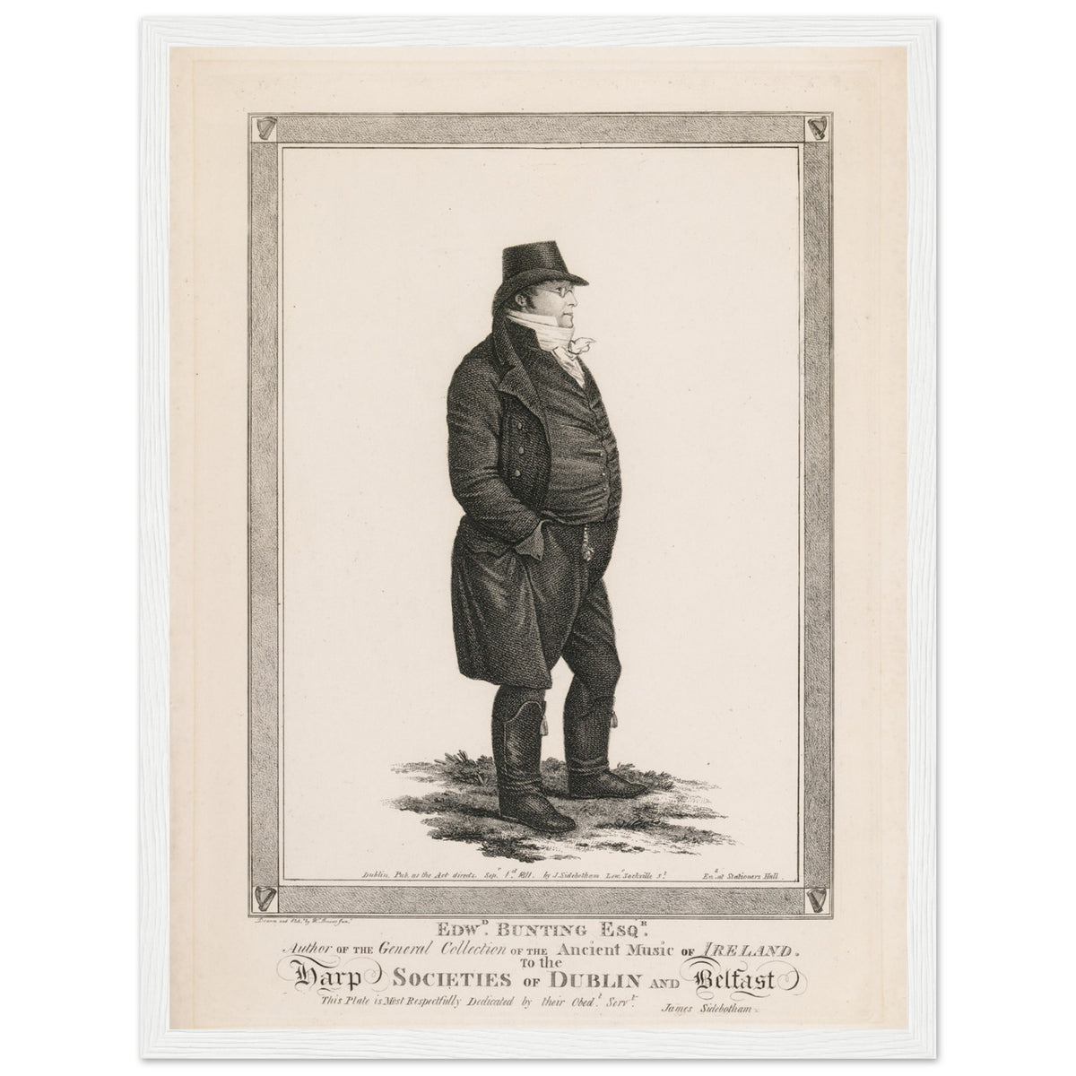 Edward Bunting standing portrait in a thin white frame, straight-on view