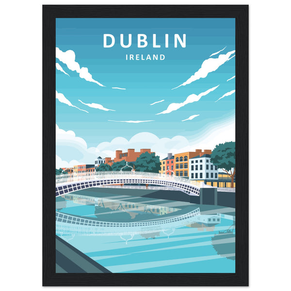 Dublin City Ireland Retro Travel Framed Poster