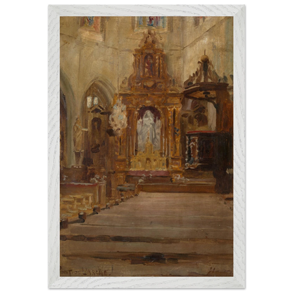 Nave of Notre-Dame-des-Arts, Pont-de-l'Arche, by Sir John Lavery, art print in a white frame, 30x45 cm
