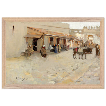 El Asha (1891) by Sir John Lavery, framed print in a natural oak frame