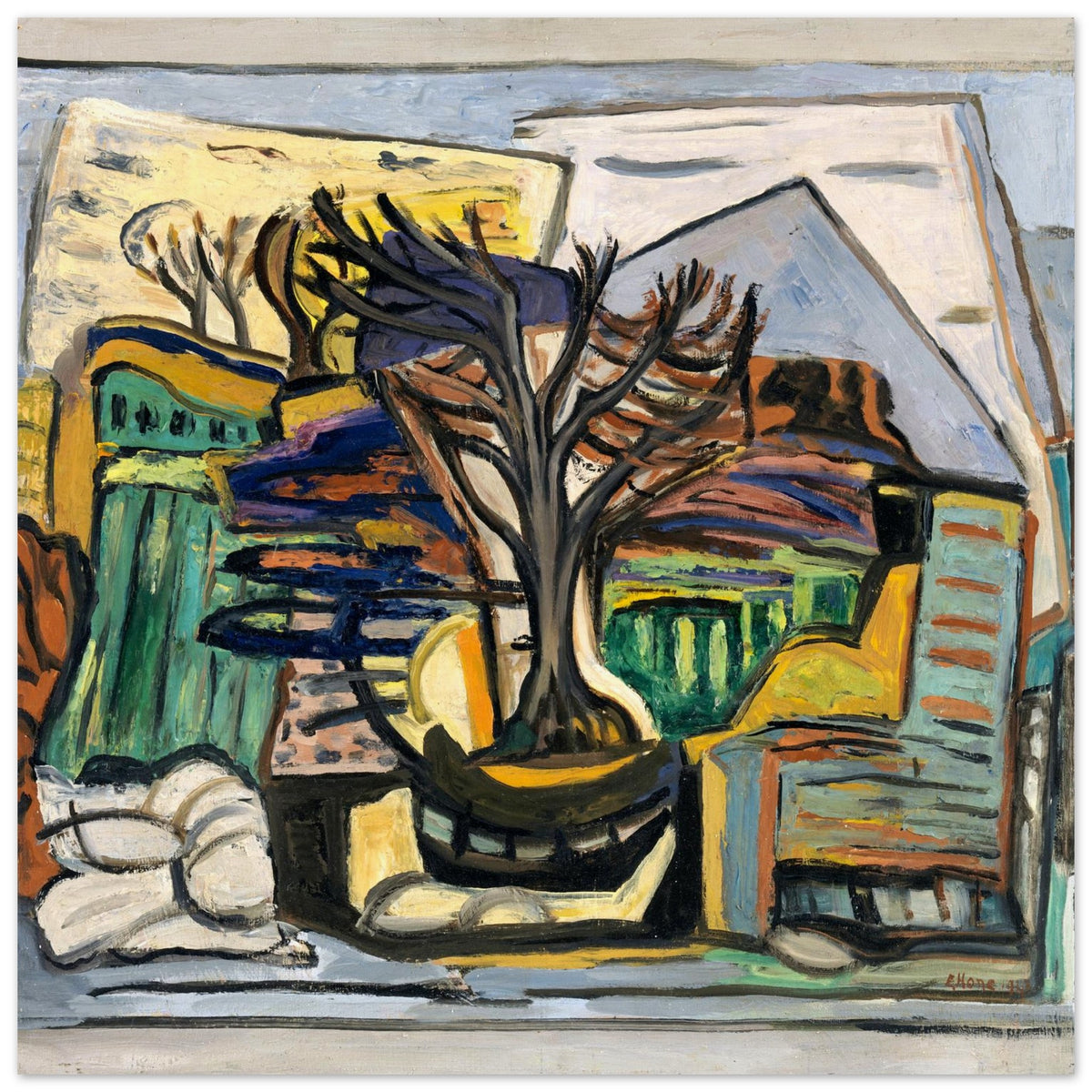 A Landscape with a Tree (1943) by Evie Hone – 70x70 cm unframed archival print