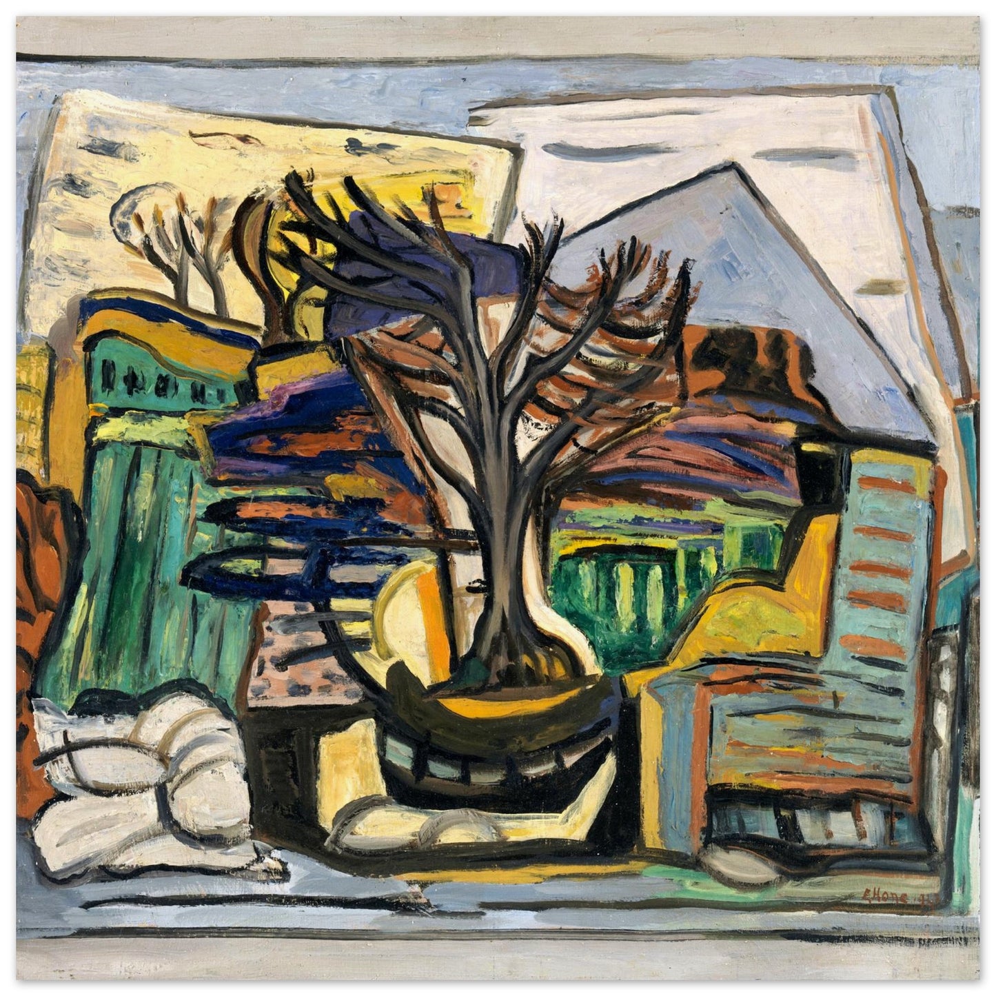 A Landscape with a Tree (1943) by Evie Hone – 70x70 cm Collector’s Edition unframed giclée print