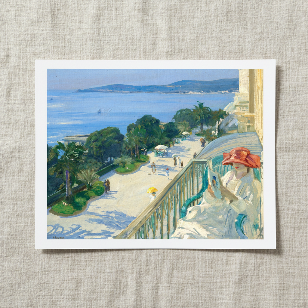 The Terrace, Cap d'Ail John Lavery art print in wood frame – 40x50 cm oak framed wall art