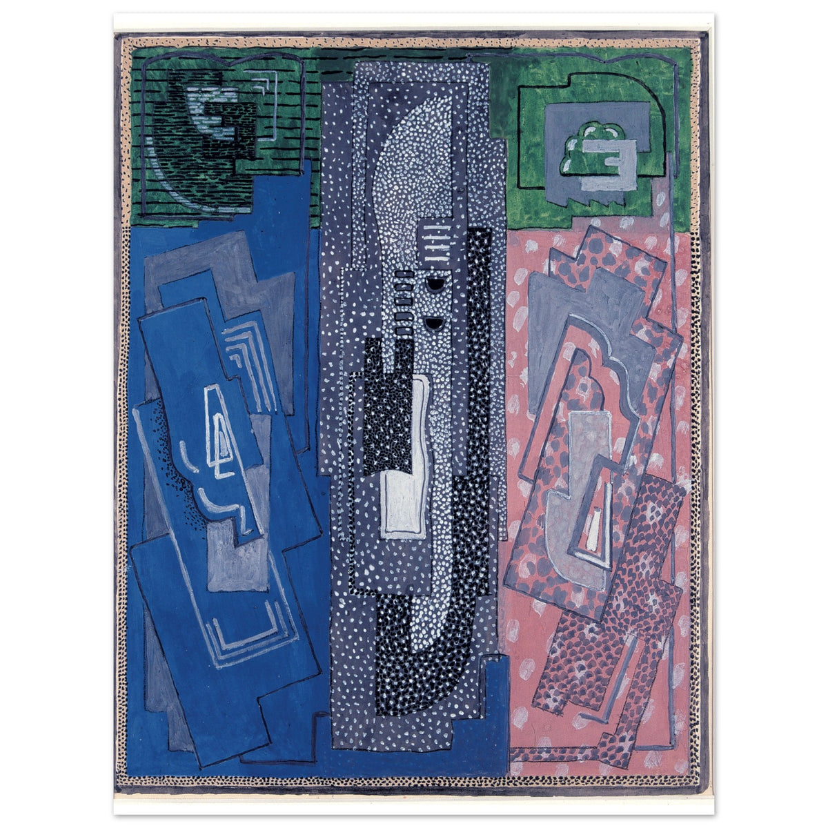 Four Element Composition by Mainie Jellett, Irish cubist abstract painting, unframed print on a white background