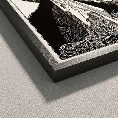 Detail of the black frame and white mount on Harry Clarke's I Would Call Aloud print